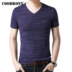 COODRONY Summer Short Sleeve T Shirt Men Fashion Casual V-neck Bottoming T-Shirt Men Clothes Cotton Tee Shirt Homme Tops C5019S