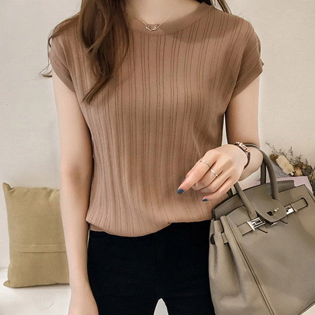 Summer Ice Silk Knitted Tops